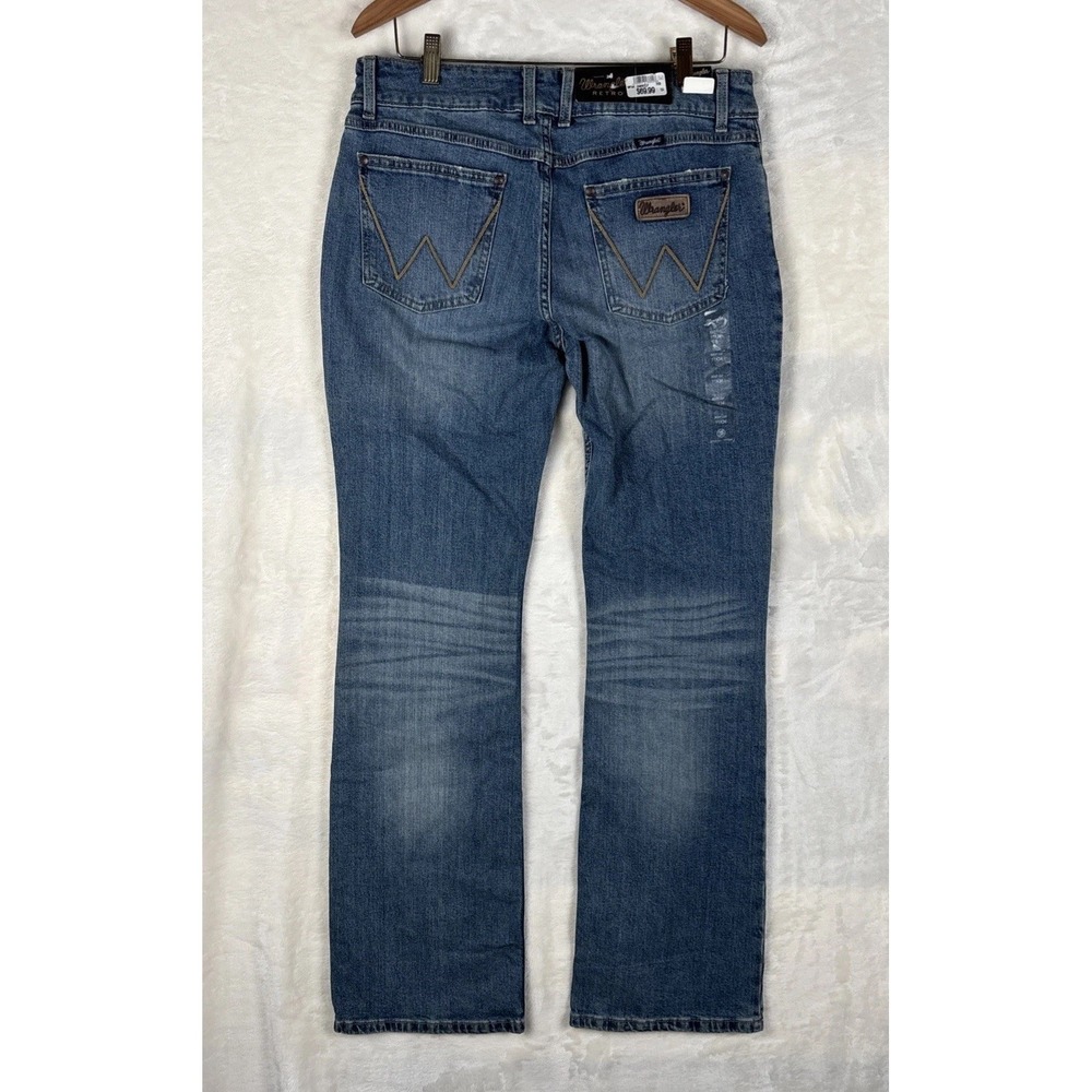 Wrangler Womens 11x34 Retro Boot Cut Jeans Dark Wash Blue Stretch Rodeo Concert - Picture 10 of 15